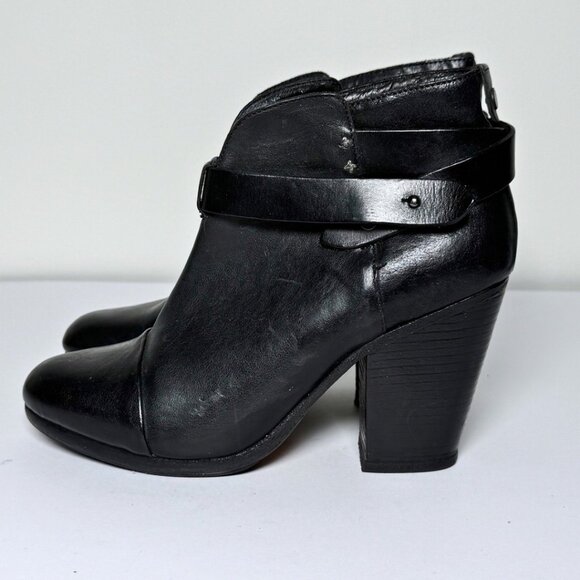 rag & bone Shoes - Rag and Bone Harrow Black Leather Ankle Boots Size 39.5 9.5 Heels Quiet Luxury